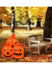 2 件万圣节南瓜叶草坪和庭院垃圾袋，重型可重复使用园艺树叶袋，户外秋季装饰秋季、圣诞节
