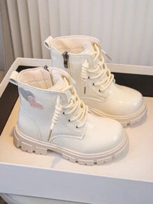 1 双时尚心形设计简约儿童靴 - 米色 - 查看 6