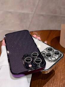 Black Glitter Rhinestone 1pc Electroplated Full Coverage Protective Phone Case Compatible With IPhone 17 Pro Max, 17 Air, 16 Pro Max, 15 Pro Max, 14 Pro Max, 13 Pro, 12, 11 Birthday Anniversary Gift Case Party - Black - View 2