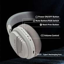 COLUSI Casque Bluetooth sans fil X09, supra-auriculaire, faible latence, longue durée de vie de la batterie, éclairage RVB, son Hi-Fi, confortable, compatible Type-C pour téléphones et ordinateurs, convient pour le jeu, la salle de sport, le bureau, cadeau de vacances
