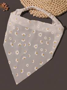 1pc Daisy Floral Triangle Headband Boho Elastic Hair Band Vintage Retro French Hair Accessories - White - View 2