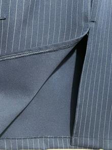 Elegant And Stylish Women's Striped Skirt Tailoring With Front Slit And Pocket WITHOUT BELT - Màu xanh lam - Xem 4