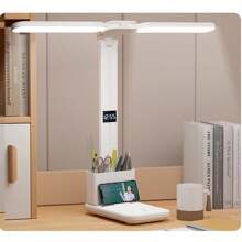 1 Pc LED Desk Lamp For Home Office, 3 Lighting Modes Dimmable Table Lamp, Rechargeable Reading Light With Pen Holder And Clock, Adjustable Foldable Desk Lamp For College Dorm Room, Desk Light Touch Control Reading Lamp Office Lamp Night Light For Work Study Craft - White - View 3