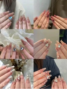 12-Grid/120Pcs Moonstone Color 3D Heart Shape Rhinestone Nail Art Decoration With Pointy Bottom For Diy Nail Charms Nail Gems Nail Supplies Nails - Multicolor - View 4