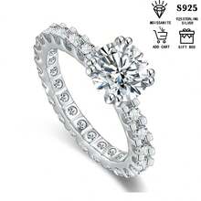 Nhẫn Moissanite Cắt Tròn 2ct, Nhẫn Đính Hôn Kỷ Niệm Mạ Vàng Bạc 925, Nhẫn Đính Hôn Mô Phỏng - 2ct - Xem 3