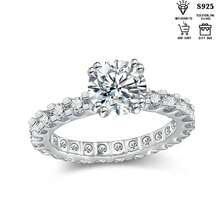 Nhẫn Moissanite Cắt Tròn 2ct, Nhẫn Đính Hôn Kỷ Niệm Mạ Vàng Bạc 925, Nhẫn Đính Hôn Mô Phỏng - 2ct - Xem 5