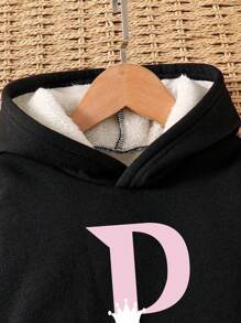 Bộ áo hoodie và quần thể thao in chữ Tween Girls - màu đen - Xem 3