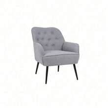 Modern Mid Century Chair Velvet  Sherpa Armchair For Living Room Bedroom Office Easy Assemble(Light Grey) Klgeivb