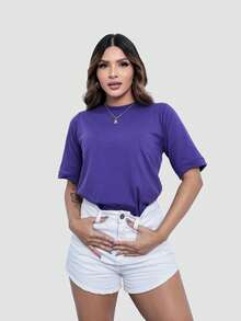 Kit 2 Women's Fashion T-Shirts Plain Turtleneck Colorful Basic Blouse Casual Stylish Sleeve Shirt - Multicolor - View 7