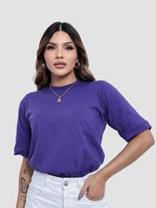 Kit 2 Women's Fashion T-Shirts Plain Turtleneck Colorful Basic Blouse Casual Stylish Sleeve Shirt - Multicolor - View 9