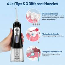NBGRLVS Cordless 320ML Water Flosser For Teeth Cleaning - 6 Modes, 6 Tips, Storage Case, Rechargeable,  Suitable For Men And Women Daily Teeth Care, For Cruise Essentials - 黑色 - 查看 4