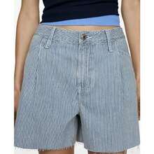 Mango 女士 Stripe-P 牛仔短裤 - 藍色 - 查看 1