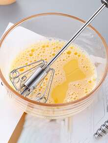1 st äggvisp i rostfritt stål, äggvisp, handskjutbar roterande vispmixer, halvautomatisk visp i rostfritt stål, mångsidig mjölkskummare, handpressad mixerrörare för blandning, vispning, vispning, omrörning, perfekt för att vispa ägg och grädde, röra smör och chokladpulver , Lätt att göra kakor, bröd, snacks och desserter, samt att blanda små satser av såser och dressingar, multifunktionellt köksredskap, present till familjen, mamma eller bakentusiaster - Silver - Visa 5