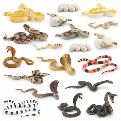 Realistic Solid Plastic Wild Reptile Snake Toy Model, Small Size