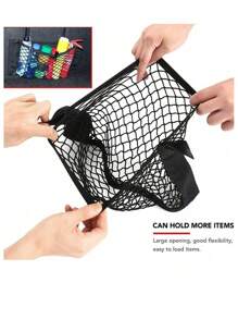 Car Trunk Storage Net Pouch, Car Accessories, Elastic Vehicle Fire Extinguisher Holder With Hook And Loop - Black - View 5