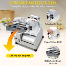 Commercial Meat Slicer,210W High Power Pure Copper Motor,Semi-Automatic Meat Cutter Equipped With Detachable Blades With A Diameter Of 220mm, Child Lock Protection,For Kitchen Restaurant Supermarket - Silver - View 4