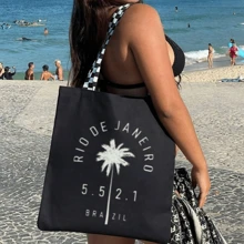 Ecobag Bag 100% Cotton Black Print +55 21 (Checked Handle) - màu đen - Xem 1