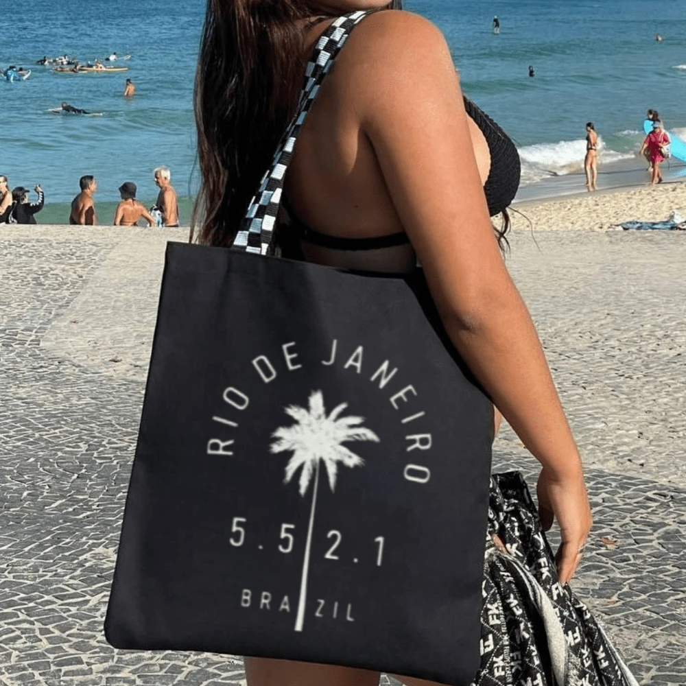 Ecobag Bag 100% Cotton Black Print +55 21 (Checked Handle) - màu đen - Xem 1