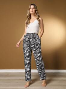 Calça feminina/Calça VISCOLINHO SEM PUNHO/Social/Bolsos - Preto - Visão 2