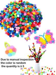 100/200/300/500/1000 Pcs Mixed Mini Small Pom Poms Bulk Kit, Family Activities & Home Decor Projects - Multicolor - View 14