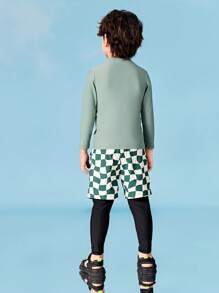 mini bala Boys' UV-Resistant High-Elastic Separate Swimsuit Set UPF50+ - Green - View 2