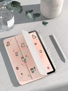 1 件可爱粉红猫心双面绘画亚克力透明水晶保护壳支持睡眠/唤醒兼容 iPad/华为 - 彩色 - 查看 3