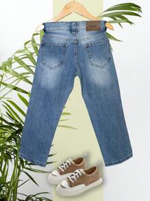 CHUEKITOS. Jeans para bebé corte  vaquero, deslavado y con bigotes con resorte ajustador en la cintura, cómodo y fresco - Lavado ligero - Ver 3