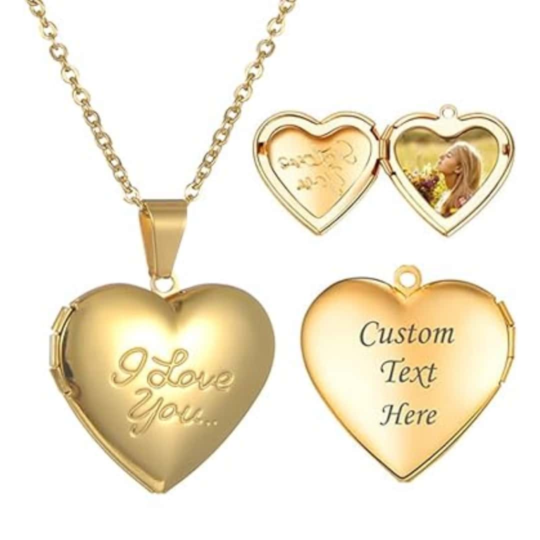 Collares de estilo vintage, collares con colgante de corazón de aleación de zinc, collar clavícula OT simple para mujeres 1 collar relicario de acero inoxidable con colgante de medallón en forma de corazón con frase "I LOVE YOU", cadena de moda, collar de pareja/mejor amiga, con amor, ideal como recuerdo/regalo, joyería de acero inoxidable.RL4