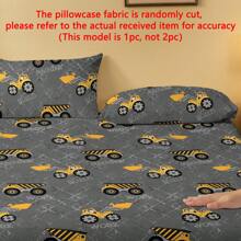 1pc Minimalist Modern Construction Vehicle Printed Pillowcase With Zipper, Bedroom Bedding Supplies - Multicolor - View 7