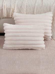 Faux Fur Cozy Soft Striped Decorative Throw Pillow Covers,Velvet Pillowcase Cushion Case For Sofa Couch
