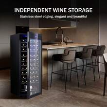 Wine Fridge, 55 Bottles Wine Cooler Refrigerator Built-In Or Freestanding, Wine Refrigerator With Double-Layered Glass Door - màu đen - Xem 2