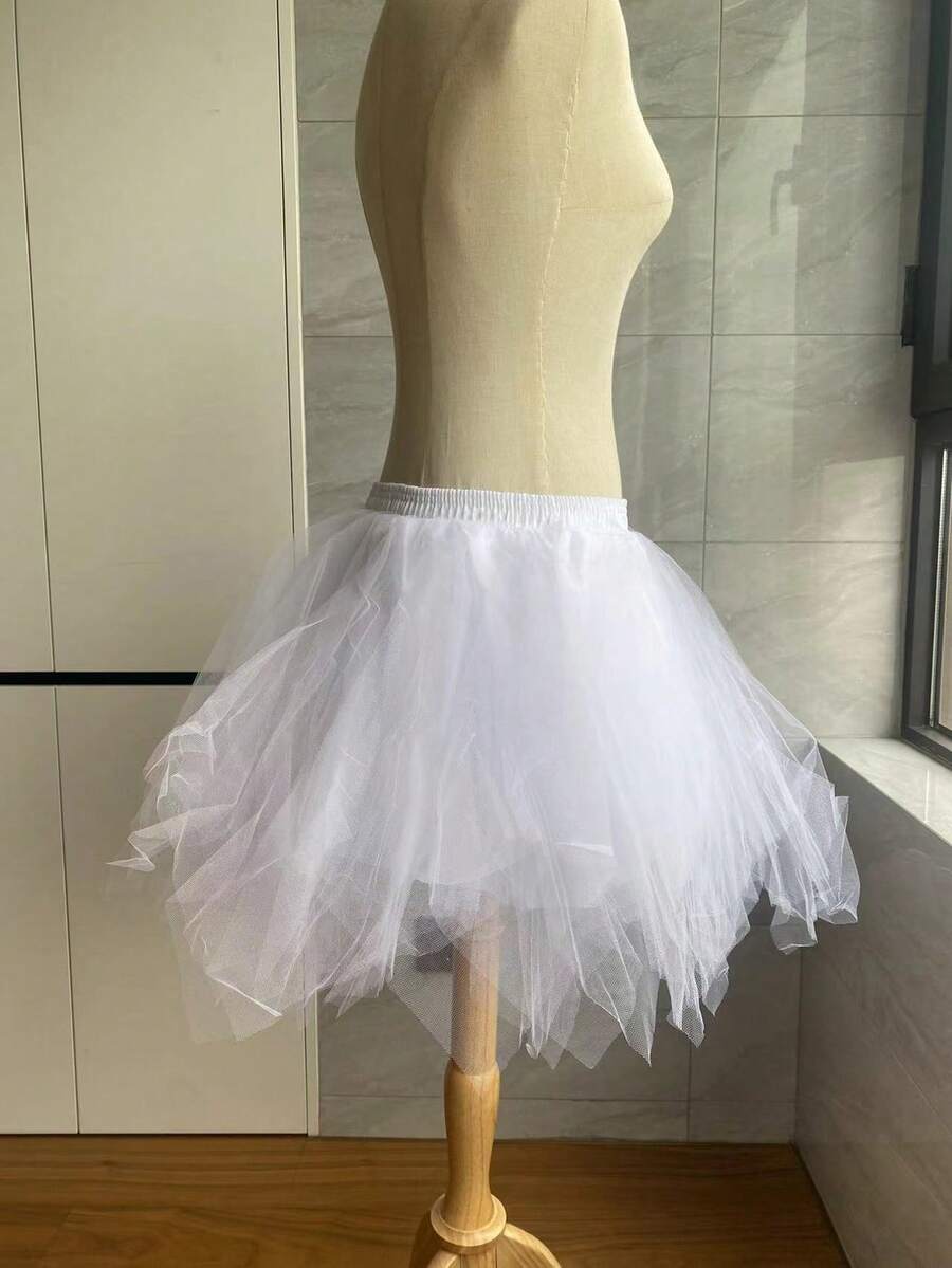White Boned Petticoat For Wedding Dress, Fashion Bridal Mesh Tulle