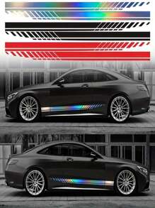2pcs Universal Striped Vinyl Car Body Side Decal Stickers For Automotive & SUV Tuning Decoration - one-size - View 1