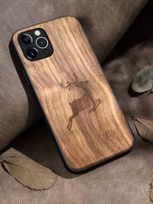 Carved Wooden Phone Case Compatible With Apple, Samsung, - Brown - View 3