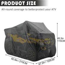 Cubierta para cuatrimoto impermeable, resistente al aire libre, accesorios de automóvil, protección contra todo tipo de clima, protección contra el viento y los rayos UV, cubierta de 4 ruedas - Negro - Ver 2