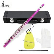 LADE Classic 16-Hole Closed-Hole Flute: Lacquered Nickel-Plated Brass, Perfect Musician's Gift - With Cleaning Kit & Leather Case