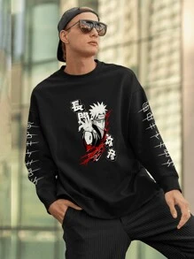 Moletom Crew Neck Print  Vila Renegada Pain Anime - 黑色 - 查看 2