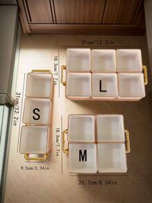 1 套带托盘小吃盘套装，欧式风格装饰，厨房，圣诞礼物 - 乳白色 - 查看 2