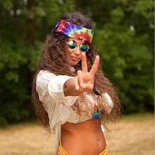 Hippie Dressing Accessory Set Hippie Glasses And Peace Sign Necklace Prom Halloween - Brown - View 11