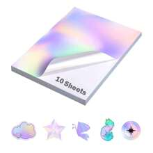 Giấy dán nhãn in nổi ba chiều khổ A4 10/20 tờ cho máy in phun và máy in laser, giấy dán nhãn in vinyl, giấy dán nhãn bóng chống thấm nước khô nhanh - 8,3 x 11,7 inch, màu cầu vồng - cầu vồng - Xem 1