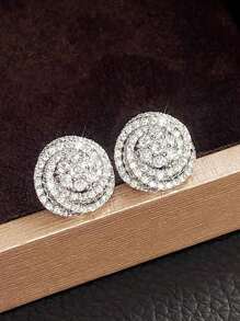 1 Paar romantische Rose Blumen Cubic Zirconia Ohrstecker für Frauen zu Verlobung, Hochzeit, Party, Modeschmuck Ohrring als Valentinstag-, Mutter-, Muttertags-Geschenk