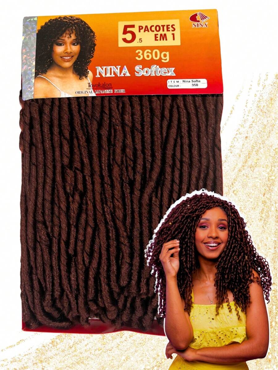 Nina Softex Original Dread Crochet Curly Hair Bundle 360 Grams 5 In 1 - Púrpura malva - Ver 1
