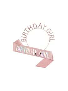 2 件/套女士生日皇冠、玫瑰金生日腰带和女士生日头饰套装、公主水钻生日头饰女士生日礼物、甜美生日快乐配饰 - 彩色 - 查看 1