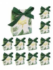 10pcs, Pink Green Thank You Paper Candy Box With Ribbon, Packaging Box, Wedding Decorations, Wedding, Gift Box, Wedding Stuff, Wedding Favors For Guest, Gift Boxes, Wedding Decorations For Reception - Multicolor - View 13