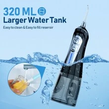 NBGRLVS Cordless 320ML Water Flosser For Teeth Cleaning - 6 Modes, 6 Tips, Storage Case, Rechargeable,  Suitable For Men And Women Daily Teeth Care, For Cruise Essentials - 黑色 - 查看 2