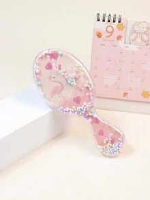 1pc Transparent Oval Cartoon Hair Brush, Massage And Tangle-Free - Multicolor - View 2