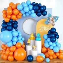 Set de 93 globos de látex naranja y azul, apropiados para cumpleaños, bodas, Halloween y otros eventos de celebración