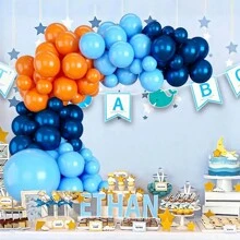Set de 93 globos de látex naranja y azul, apropiados para cumpleaños, bodas, Halloween y otros eventos de celebración