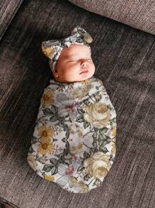 3pcs Newborn Swaddle Blanket, Hat & Headband Set With Bunny Ears For Photography Props Baby Shower Family Decorations Gifts Baby Shower Easter Gifts Things For Girls/Boys