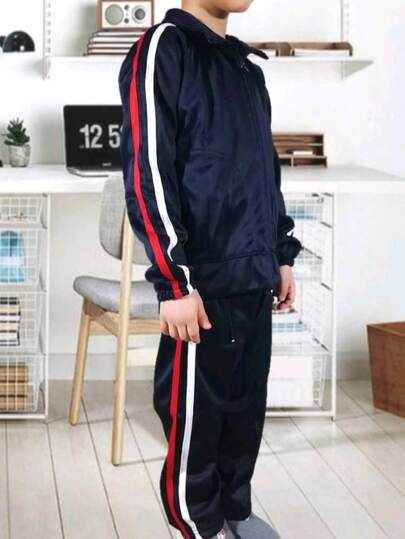 Pants Uniforme Escolar Lluvias Tricolor y Franja Tela Fresca y Brillosa Tallas Reducidas 4 A 16